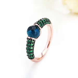 Clusterringen Zwart en Roségoud met Groene Zirkoon Mode Kristallen Ring Cadeau 15 Kleuren