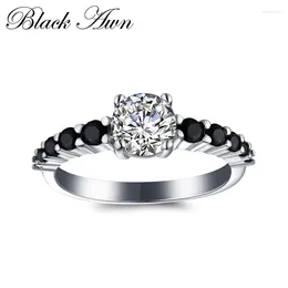 Cluster anneaux Black Awn 2024 Véritable Sterling 925 Silver Jewelry Engagement pour les femmes Gift C349