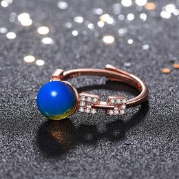 Clusterringen Blue Amber Bead Ring Fashion 925 Silver Women Gift Gemstone Amulet Zirkon Natuurlijke sieraden Crystal Charm