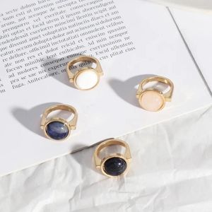 Cluster Ringen Blauw Wit Roze Kwarts Natuursteen Mode Innerlijke Dia 1.7 Cm Goud Kleur Brincos Pendientes Sieraden Voor vrouwen