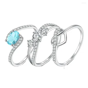 Cluster ringen Boako 925 Sterling zilveren vinger voor vrouwen hartvormige witblauwe kubieke zirkonia bruiloftsbetrokkenheid fijne ring anillos