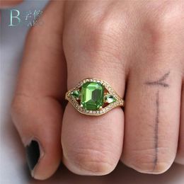 Cluster ringen Boako Big Crystal Zirkon Stone Ring Green Women Wedding Party Sieraden Belofte Betrokkenheid voor vrouwelijke B40