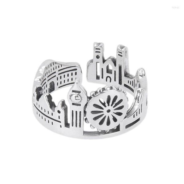 Anillos de racimo BOCAI 2023 S925 anillo de Castillo de parque de atracciones de plata esterlina para hombres y mujeres joyería de tendencia de personalidad de moda