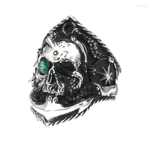 Bagues de grappe BOCAI 2023 Trenday S925 Argent Zircon incrusté de diamants Personnalité Dark Punk Style Hipster Hip-Hop Rock Skull Man Ring