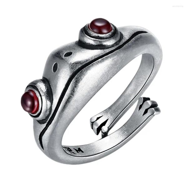 Bagues de cluster Bocai Original Innovant Real S925 Pur Silver Bague réglable Trendy Retro Frog Animal pour hommes et femmes