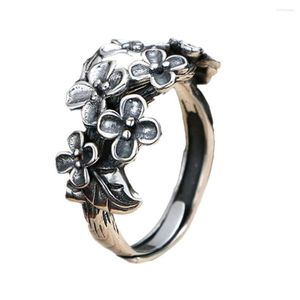 Bagues en grappe BOCAI bague femme fleur de cerisier solide S990 argent pur étudiant personnalisé Simple japonais et coréen