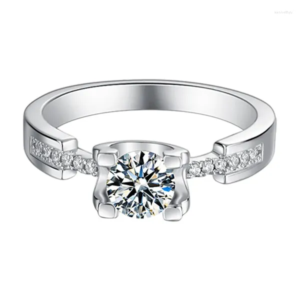 Bagues de cluster BOEYCJR 925 Argent 0.5 / 1ct / 2ct F Couleur Moissanite VVS Bague de fiançailles de mariage pour femmes