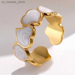 Cluster anneaux Bohemia Love Heart Rague en acier inoxydable adapté aux femmes à la mode anneau de doigt ouvert à la mode ring