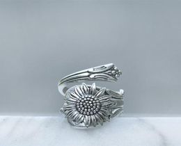 Cluster Anneaux Bohemia Silver Color Ring Flower Spoon Daisy for Women Wild Wild Boho Jewelry Accessoires4829187