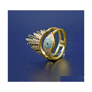 Cluster ringen Boheemian Rainbow Evil Eye Regestone Crown for Women Ladies Vintage Finger Ring Party Dance Sieraden Gift 3754 Q2 Drop D Dhetz