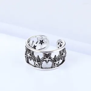 Cluster anneaux Bohemian Retro Silver Color Star Ring For Women Girls Wedding Anniversary Saint Valentin's Day Gifts 2024