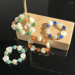 Cluster Anneaux Bohemian Shell Natural Stone Freshwater Pearl Wedding For Women Girls Handmade Bijoux Multi Color Perle Ring Wholesale