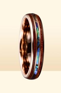 Clusterringen Bonlavie 8mm Hawaiiaanse Koa Wood en Abalone Shell Tungsten Carbide -trouwringen voor mannen Comfort Fit maat 4 tot 179778633