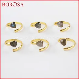 Cluster anneaux borosa mode doré couleur natural labradorite enveloppe à facettes étincelante pour femmes en gros druzy bijoux anneau g1490