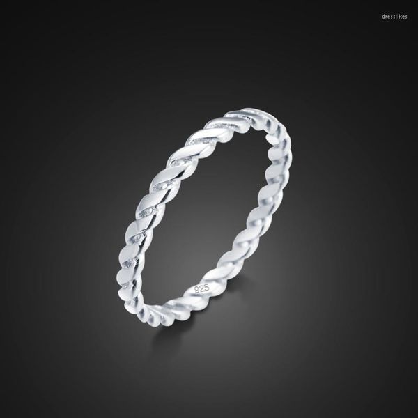 Bagues de Grappe Bague Tressée Femme Argent Sterling 925 Dame Bijoux Élégants Simple Style Ethnique Fine Twist