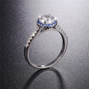 Cluster Rings Brand Lady's Classic Solid 925 Sterling Silver Ring 1CT Sona Diamond Wedding Sieraden voor vrouwen Geschenkmaat 5 6 7 8 9 10