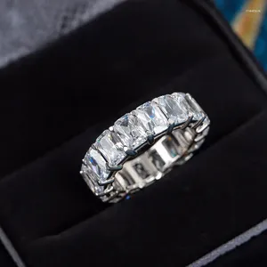 Bagues de cluster Marque Pure 925 Sterling Silver Bijoux pour femmes Mariage Emerald Cut Bague de fiançailles