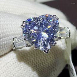 Anillos de clúster marca Joyería de lujo única Fina 925 STERLING SILELE CORAZÓN TOPAZ TOPAZ CZ Diamante Boda de compromiso Banda Anillo de anillo