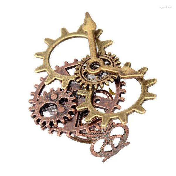 Anillos de racimo Buey de latón y engranajes de cobre multiplicados con reloj Anillo Steampunk abierto a mano Joyería vintage