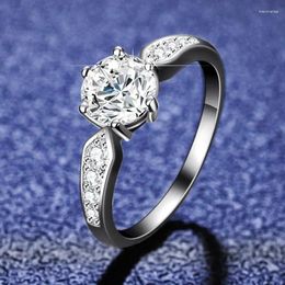 Cluster anneaux brillant 1ct test réel modesanite diamant engagement pour femmes platine pt950 bijoux de mariage anniversaire de mariage