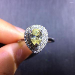 Bagues de grappe Brilliant Cut 1 Jaune Moissanite Water-drop Ring Diamond Test Past D Couleur Gemstone Wedding For Women Jewelry Gift