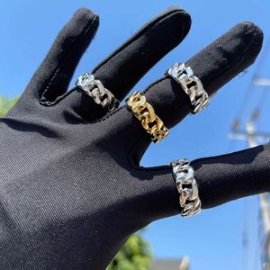 Cluster Rings Bubble Letter Cuban Link for Men Glossy Real Gold Plated Hip Hop Jewelry Trend Wholesale Drop Shipping Items 230620