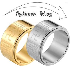 Cluster Rings Bouddhiste Prajna Heart Sutra Classic Titanium Steel Rotating Ring Male and Female Transport Amulet Exquis ReligiousJewelry