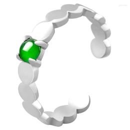 Anillos de racimo Jade Gemstone Green Charm Fashion 925 Silver Designer Jewelry Regalo Real Natural Emerald Vintage Jadeite