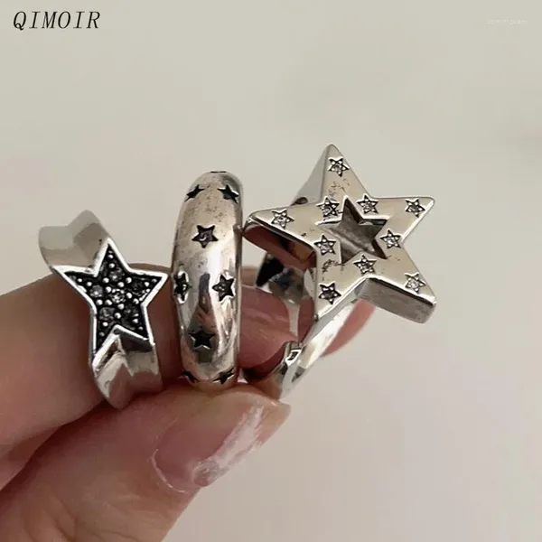 Anneaux de cluster Bruni Métal Couleur Star Styles Punk Lourds Pour Femmes Hommes Rétro Vintage Bijoux À La Main Fille Mode Design À La Mode C1200