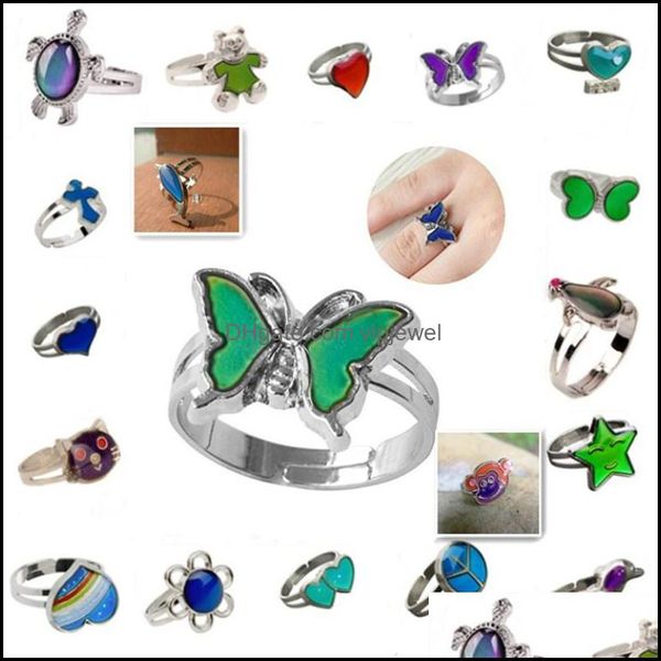 Cluster Anneaux Papillon Humeur Anneau Changement De Couleur Émotion Réglable Sentiment Température Variable Bijoux Pour Enfants Anniversaire W Vipjewel Dhbis