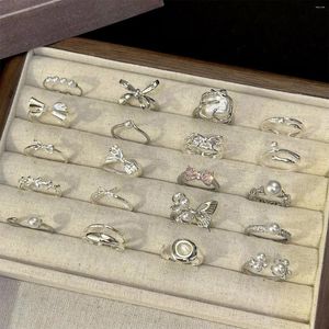 Cluster anneaux papillon perle anneau féminin 925 niche argent sterling léger luxe haut de gamme polyvalent polyvalent index réglable