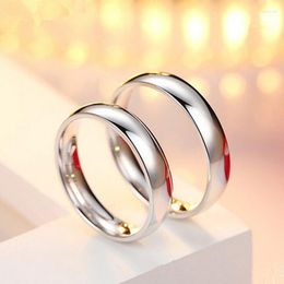 Anillos de racimo Buyee 925 juegos de anillos de plata esterlina para parejas pulido ligero Simple para mujer hombre compromiso joyería de boda