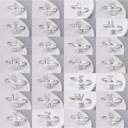 Cluster Ringen Buyee 925 Sterling Zilver Leuke Ring Vinger Licht Wit Zirkoon A Tot Z Letter Cricle Voor Vrouw Meisje Uitstekende Partij Sieraden