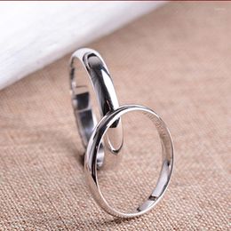 Clusterringen Buinee -paren Ring Sets 925 Sterling Silver Polishing Smooth Simple Light Big Circle for Woman Man Jewelry