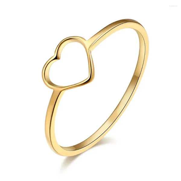 Cluster Anneaux Cacana en acier inoxydable LuckyOverflow Fashion Gold Color Heart en forme de coeur pour femme Bijoux Gift R349