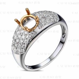 Bagues de grappe CaiMao Oval Cut Semi Mount Ring Settings 0.69 Ct Diamond 18k Yellow White Gold Gemstone Engagement Fine Jewelry