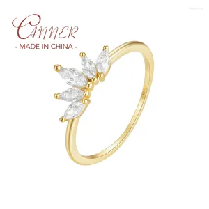 Anneaux de cluster Canner S925 Sterling Silver Petal Horse Eye Zircon Bague pour femmes Mariage Doigt Fine Bijoux Bague Cadeau Bijoux Anillo