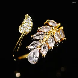 Clusterringen CAOSHI Delicaat Trendy Dames Verstelbare Ring Goud Kleur Glanzende Zirkonia Vinger Voor Verloving Sierlijke Accessoires Cadeau