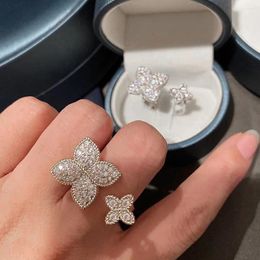 Anillos de racimo CAOSHI Shinning Delicado anillo de apertura de flores para mujeres Accesorios elegantes con brillante Zirconia Joyería de moda Fiesta