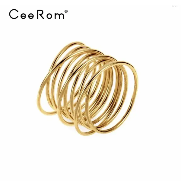 Cluster anneaux ceerom lignes sinueuses pour femmes bijoux de mode de fête de la mode or couleur incurvée sages anillos mujer