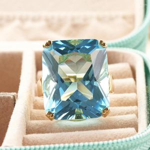 Anneaux de cluster Cellacity Big Sapphire Blue Couleur Gemstone Femmes Homme Bague Argent 925 Cadeaux de fiançailles féminins