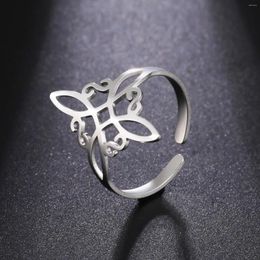 Cluster anneaux celtics note en acier inoxydable anneau wiccan wiccan croix femmes sorcellerie bonne chance protection amulette année 2024 cadeaux