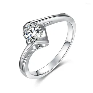 Cluster anneaux Certifié Moisanite Engagement pour les femmes 1ct Round Brilliant Diamonds Band de mariage Sterling Silver Fine Bijoux