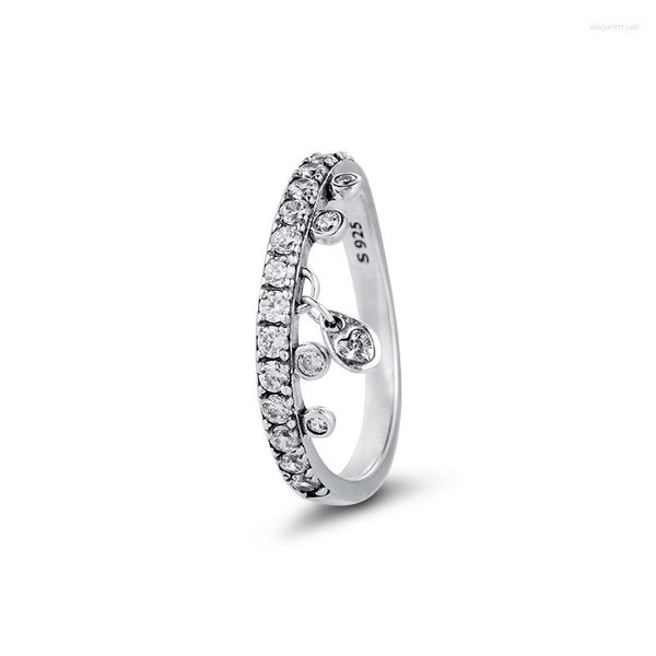 Cluster Rings Lustre Gouttelettes Avec Clear CZ 925 Sterling-Silver-Jewelry