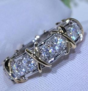 Clusterringen Charm 10k goud 4 mm lab diamanten ring sterling sier sieraden verloving trouwring voor dames mannen feest accessor8197610