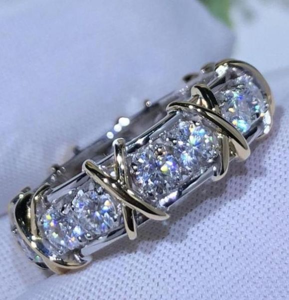 Cluster anneaux charme 10k Gold 4 mm Labage de diamant 925 Bijoux en argent sterling