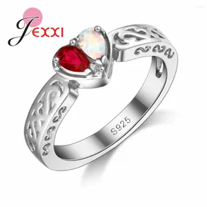 Bagues de cluster Charme 925 Sterling Silver Goutte d'eau Cristal Autrichien Mariage De Fiançailles Pour Femmes Bande Bijoux Coeur Anillos Bague