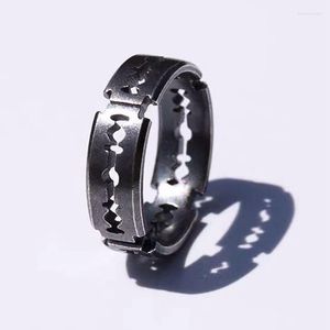 Clusterringen Charm overdreven titanium stalen mes ring heren rock punk scheermes roestvrije feesten mode sieraden geschenken