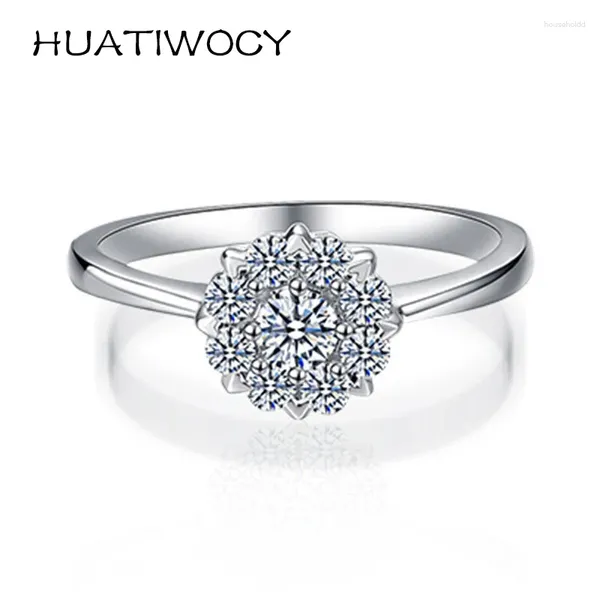 Anillos de racimo anillo de encanto 925 joyas de plata con accesorios de piedras preciosas de circón para mujeres fiestas de boda de moda dedo para novia al por mayor