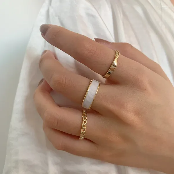 Bagues de cluster Charmsmic 3 pièces / ensemble émail doigt ouvert pour femmes filles style européen torsadé couleur dorée bijoux cadeaux